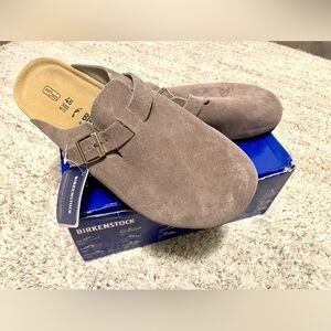 NWT Birkenstock Boston Clog Soft footbed suede taupe